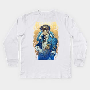 Steampunk Golden Man - A fusion of old and new technology Kids Long Sleeve T-Shirt